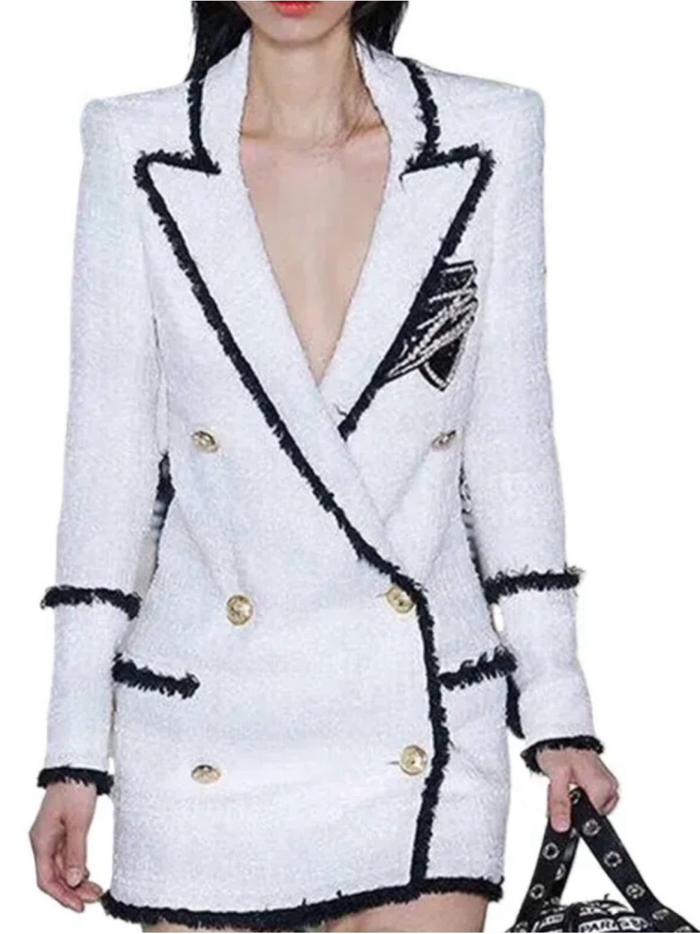 Balmain Elegant White Double-Breasted Women's Coat